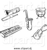 April 12nd, 2015: Vector Clipart of Black and White Music Instruments by Vector Tradition SM