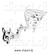 April 21st, 2015: Vector Clipart of Black and White Music Notes Spiraling into a Tornado by TA Images