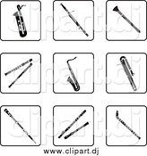 February 7th, 2015: Vector Clipart of Black and White Musical Instruments Icons by Frisko