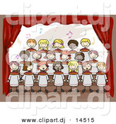 Vector Clipart of Cartoon Doodled Kids Singing at School Choir on Stage by BNP Design Studio