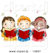 Vector Clipart of Cartoon Kids Singing Christmas Carols by BNP Design Studio