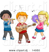 Vector Clipart of Cartoon Preschool Kids Playing Instruments by BNP Design Studio