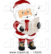 Vector Clipart of Cartoon Santa Singing Christmas Carols by BNP Design Studio