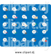 Vector Clipart of CD and Disc Icons on Blue by Rasmussen Images