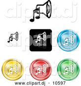 Vector Clipart of Colored Music Speaker Icons by AtStockIllustration