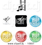 Vector Clipart of Colorful Media Music and Film Icon Buttons by AtStockIllustration