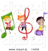 Vector Clipart of Diverse Cartoon Students with Music Notes by BNP Design Studio