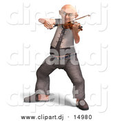 July 17th, 2016: Vector Clipart of Grandpa Playing Violin: 3d Design by