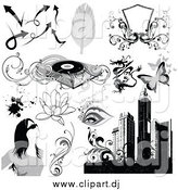 Vector Clipart of Grayscale Urban and Music Designs by OnFocusMedia