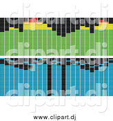 Vector Clipart of Green and Blue Pixelated Equalizer Bars by