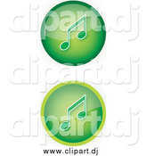 May 7th, 2015: Vector Clipart of Green Music Icon Buttons with Music Notes by YUHAIZAN YUNUS