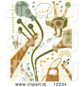 Vector Clipart of Music Doodles - Digital Collage - Green and Brown by BNP Design Studio