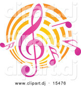 Vector Clipart of Music Notes and Clef by Vector Tradition SM