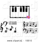 Vector Clipart of Music Notes and Keyboard by