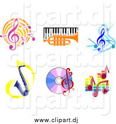 Vector Clipart of Music Notes, Instruments, and CDs by Vector Tradition SM