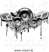 Vector Clipart of Music Speakers with Arrows and Grunge by Vector Tradition SM