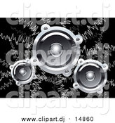 Vector Clipart of Music Waves and Audio Speakers on Black by Vector Tradition SM