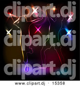 Vector Clipart of People Dancing Against Colorful Disco Lights on Black by KJ Pargeter