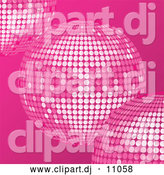 Vector Clipart of Pink Disco Balls over a Pink Background by Elaineitalia