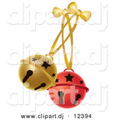 Vector Clipart of Red and Gold Jingle Bells by Pams Clipart
