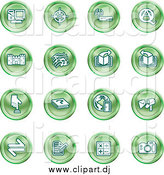 Vector Clipart of Round Green Computer and Music Icons by AtStockIllustration