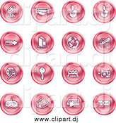 Vector Clipart of Round Pink Media and Computer Icons by AtStockIllustration