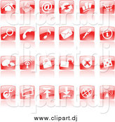 Vector Clipart of Shiny Red Square Website Icons by Cidepix