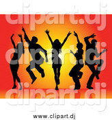 Vector Clipart of Silhouetted Dancers over a Burst by KJ Pargeter