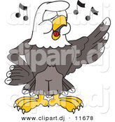 Vector of a Cartoon Bald Eagle Singing in Choir by Mascot Junction