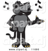 Vector of a Cartoon Black Jaguar Singing by Toons4Biz