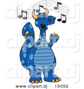 Vector of a Cartoon Blue Dragon School Singing by Mascot Junction