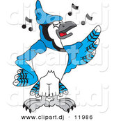 August 22nd, 2012: Vector of a Cartoon Blue Jay School Singing by Mascot Junction