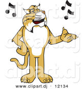 Vector of a Cartoon Bobcat Singing by Mascot Junction