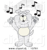 Vector of a Cartoon Bulldog Singing in Music Class by Toons4Biz
