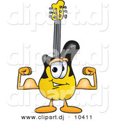 Vector of a Cartoon Guitar Flexing His Arm Muscles by Toons4Biz