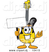 August 22nd, 2012: Vector of a Cartoon Guitar Holding a Blank Sign by Mascot Junction