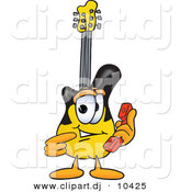 Vector of a Cartoon Guitar Holding a Telephone by Toons4Biz