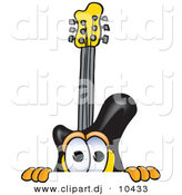 Vector of a Cartoon Guitar Peeking over a Surface by Mascot Junction