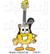 Vector of a Cartoon Guitar Pointing at the Viewer by Mascot Junction