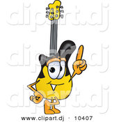 Vector of a Cartoon Guitar Pointing Upwards by Mascot Junction