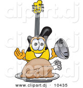 Vector of a Cartoon Guitar Serving a Thanksgiving Turkey on a Platter by Toons4Biz