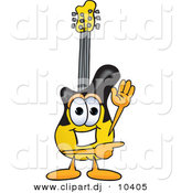 August 22nd, 2012: Vector of a Cartoon Guitar Waving and Pointing by Mascot Junction