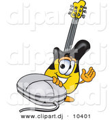 Vector of a Cartoon Guitar with a Computer Mouse by Mascot Junction
