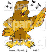 Vector of a Cartoon Hawk Singing in Chorus by Mascot Junction