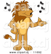 Vector of a Cartoon Lion Singing by Toons4Biz
