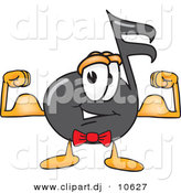Vector of a Cartoon Music Note Flexing His Arm Muscles by Toons4Biz