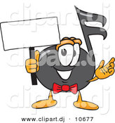 Vector of a Cartoon Music Note Holding a Blank Sign by Toons4Biz