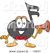 Vector of a Cartoon Music Note Holding a Megaphone by Toons4Biz
