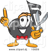 Vector of a Cartoon Music Note Holding a Pair of Scissors by Toons4Biz