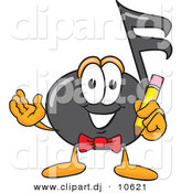 Vector of a Cartoon Music Note Holding a Pencil by Toons4Biz